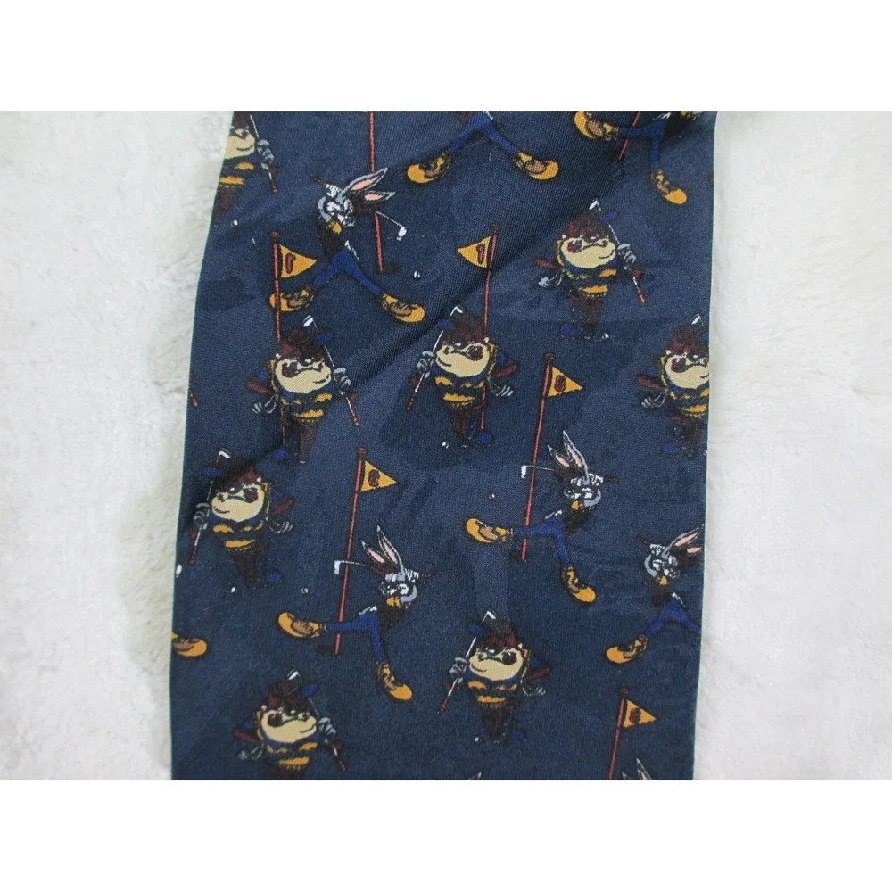 VINTAGE Looney Tunes Neck Tie Mens Blue Bugs Bunny Taz‎ Golf Golfing Casual